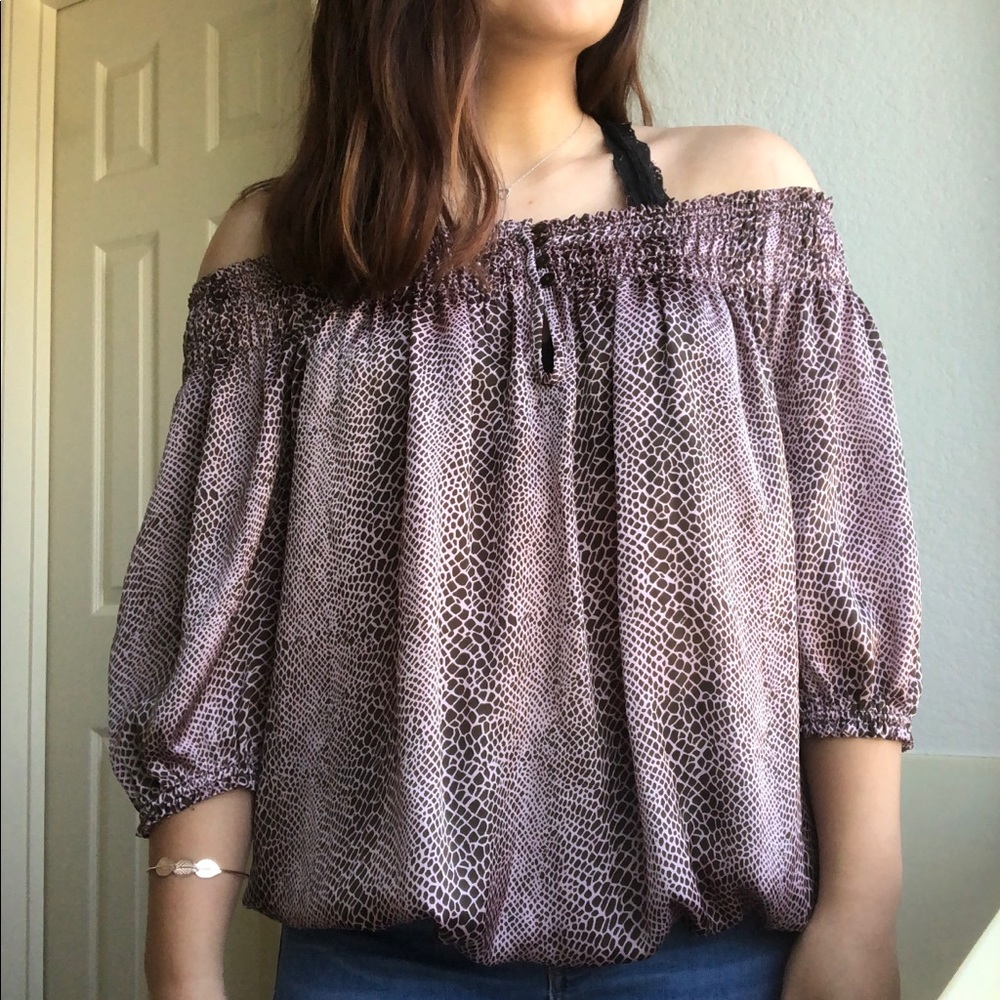 Off the Shoulder Purple Giraffe Print